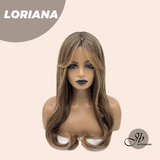 JBEXTENSION 25 Inches Honey Ash Brown Wig with Bangs LORIANA HONEY ASH BROWN