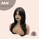 JBEXTENSION 21 Inches Midnight Brown Wig with Bangs JAN MIDNIGHT BROWN