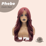 JBEXTENSION 26 Inches Long Dark Red Wig with Bangs PHEBE DARK RED