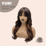 JBEXTENSION 24 Inches Long Brunette Copper Highlight Wig with Bangs YURI BRUNETTE COPPER HIGHLIGHT