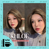 HOT OF SEASON - 12 Inches Bob Cut Hazelnut Blonde Highlight Pre-Cut Snowflake Lace Frontlace Glueless Wig KHLOE HAZELNUT【PERMATEASE】【BENDY EAR TABS】