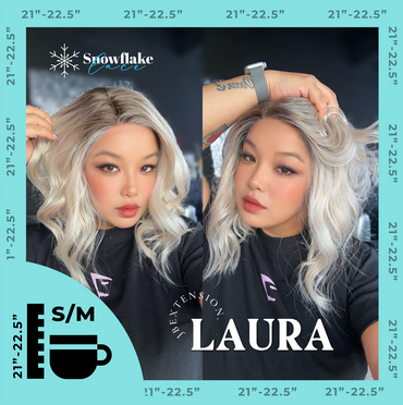 JBEXTENSION 14 Inches Blonde Pre-Cut Side Part Snowflake Lace Frontlace Glueless Wig LAURA SNOWFLAKE【BENDY EAR TABS】- S/M