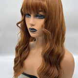 JBEXTENSION 24 Inches Wave Dark Copper Fashion Wig With Bangs REBECCA
