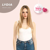 JBEXTENSION 26 Inches Dirty Blonde Straight With Dark Root Frontlace Wig LYDIA