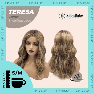 JBEXTENSION 18 Inches Camel Pre-Cut Snowflake Lace Frontlace Glueless Wig TERESA CAMEL【PERMATEASE】【BENDY EAR TABS】- S/M