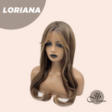 JBEXTENSION 25 Inches Honey Ash Brown Wig with Bangs LORIANA HONEY ASH BROWN