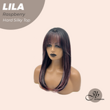 JBEXTENSION 20 Inches Scalpiana Raspberry Wolf Cut 3.5X4 Hard Silky Top Natural Scalp Effect Wig with Bangs LILA RASPBERRY