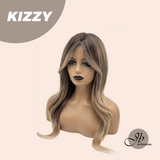 JBEXTENSION 23 Inches Ash Brown Balayage Wig with Bangs KIZZY ASH BROWN BALAYAGE