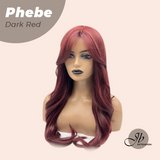 JBEXTENSION 26 Inches Long Dark Red Wig with Bangs PHEBE DARK RED