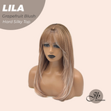 JBEXTENSION 20 Inches Scalpiana Grapefruit Blush Wolf Cut 3.5X4 Hard Silky Top Natural Scalp Effect Wig with Bangs LILA GRAPEFRUIT BLUSH