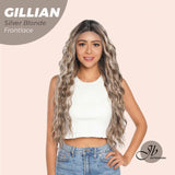 JBEXTENSION 30 Inches Long Body Wave Mix Silver Blonde Frontlace Glueless Wig GILLIAN SILVER BLONDE