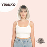 JBEXTENSION 12 Inches Bob Cut Grey Wig With Bangs YUMIKO