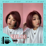 JBEXTENSION 12 Inches Bob Cut Dark Red Pre-Cut Snowflake Lace Frontlace Glueless Wig KHLOE DARK RED【PERMATEASE】【BENDY EAR TABS】