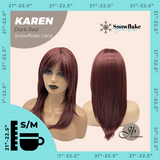 JBEXTENSION 18 Inches Dark Red Pre-Cut T Part Snowflake Lace Frontlace Glueless Wig KAREN DARK RED【BENDY EAR TABS】