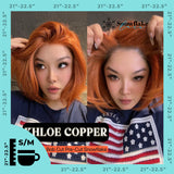 HOT OF SEASON - 12 Inches Bob Cut Copper Pre-Cut Snowflake Lace Frontlace Glueless Wig KHLOE COPPER【PERMATEASE】【BENDY EAR TABS】