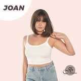 JBEXTENSION 10 Inches Bob Cut Nature Brown Wig With Bangs JOAN