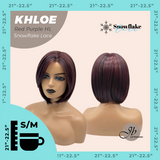 JBEXTENSION 12 Inches Bob Cut Red Purple Highlight Pre-Cut Snowflake Lace Frontlace Glueless Wig KHLOE RED PURPLE HIGHLIGHT【PERMATEASE】【BENDY EAR TABS】
