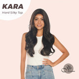 JBEXTENSION 26 Inches Tea Black Darkest Brown Curly 3.5X4 Hard Silky Top Natural Scalp Effect Wig KARA