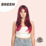 JBEXTENSION 22 Inches Nature Straight Fushia Color Wig With Bangs BREEN