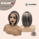 JBEXTENSION 12 Inches Bob Cut Salt Pepper Highlight Pre-Cut Arc Snowflake Lace Frontlace Glueless Wig KHLOE ARC - SALT PEPPER HIGHLIGHT【BENDY EAR TABS】