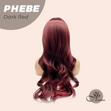 JBEXTENSION 26 Inches Long Dark Red Wig with Bangs PHEBE DARK RED