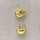 JBSELECTION Gold Plated Silver Post Chunky Hoops | Thick Lightweight Gold Hoop Earrings for Women