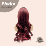 JBEXTENSION 26 Inches Long Dark Red Wig with Bangs PHEBE DARK RED