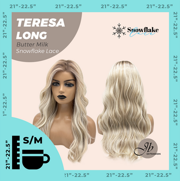 JBEXTENSION 22 Inches Long Butter Milk Pre-Cut Snowflake Lace Frontlace Glueless Wig TERESA LONG BUTTER MILK【PERMATEASE】【BENDY EAR TABS】- S/M