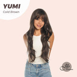 JBEXTENSION 30 Inches Long Cold Brown Wig With Bangs YUMI BROWN