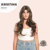 JBEXTENSION 25 Inches Brown Curly Wig With Full Bangs KRISTINA BROWN