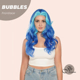 JBEXTENSION 24 Inches Mix Blue Body Wave Pre-Cut Frontlace Glueless Wig BUBBLES