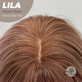 JBEXTENSION 20 Inches Scalpiana Peach Rose Wolf Cut 3.5X4 Hard Silky Top Natural Scalp Effect Wig with Bangs LILA PEACH ROSE