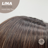 JBEXTENSION 24 Inches Scalpiana Pine Cones Wolf Cut 3.5X4 Hard Silky Top Natural Scalp Effect Wig with Bangs LINA PINE CONES