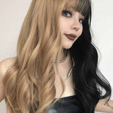 JBEXTENSION Peluca de moda negra y rubia rizada de 22 pulgadas ALEXANDRA (Halloween)