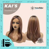 JBEXTENSION 18 Inches Brown with Pink Highlight Pre-Cut Snowflake Lace Frontlace Glueless Wig KAI'S PROWNK【PERMATEASE】【BENDY EAR TABS】