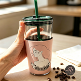 JBEXTENSION Cup Sleeve Keep your hands dry from icy condensation, fits most tumblers & iced coffee cups. Dual printed designs, soft blush pink tone. Portable & foldable, perfect for daily commute, camping & coffee runs.