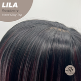 JBEXTENSION 20 Inches Scalpiana Raspberry Wolf Cut 3.5X4 Hard Silky Top Natural Scalp Effect Wig with Bangs LILA RASPBERRY