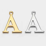 JBextension Golden Silver Color Stainless Necklace Steel English Letter Pendant Uppercase Single Hole Diy Necklace Apparel Pendant 1 Pcs