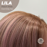 JBEXTENSION 20 Inches Scalpiana Peach Rose Wolf Cut 3.5X4 Hard Silky Top Natural Scalp Effect Wig with Bangs LILA PEACH ROSE