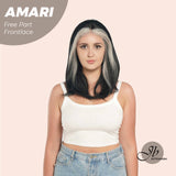 [PRE-ORDER] JBEXTENSION 18 Inches Black With White Highlight Pre-Cut Free Part Frontlae Glueless Wig AMARI