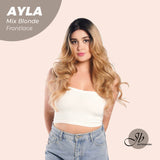 JBEXTENSION 24 Inches Body Wave Mix Blonde With Dark Root Pre-Cut Frontlace Glueless Wig AYLA MIX BLONDE