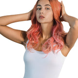 JBEXTENSION Peluca de mujer rizada multicolor rosa naranja de 22 pulgadas CICI