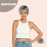 Olivia's Pick-Pixie Cut Silver Half Real Human Hair Half Futura Fiber Fashion Women Wig WINTOUR