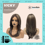 JBEXTENSION 20 Inches Dark Brown with Highlight Pre-Cut Snowflake Lace Frontlace Glueless Wig VICKY BROWN HIGHLIGHT【PERMATEASE】【BENDY EAR TABS】