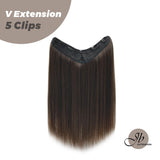 JBEXTENSION 20 Inches Hair V Extensions 5 Clip-in Straight Hair Extension With Clips 160g