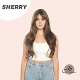 JBEXTENSION 28 Inches Brown Curly Wig With Bangs SHERRY