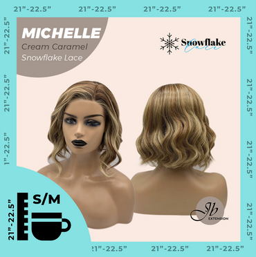 JBEXTENSION 10 Inches Cream Caramel Pre-Cut Side Part Snowflake Lace Frontlace Glueless Wig MICHELLE CREAM CARAMEL【BENDY EAR TABS】- S/M