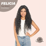 JBEXTENSION 28 Inches Extra Curly Tea Black Darkest Brown Long Pre-Cut Frontlace Glueless Wig FELICIA TEA BLACK