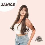 JBEXTENSION 26 Inches Curly Brown Wig With Bangs JANICE