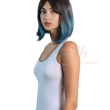 JBEXTENSION 12 Inches Bob Cut Ombre Blue Straight Short Wig LYNN